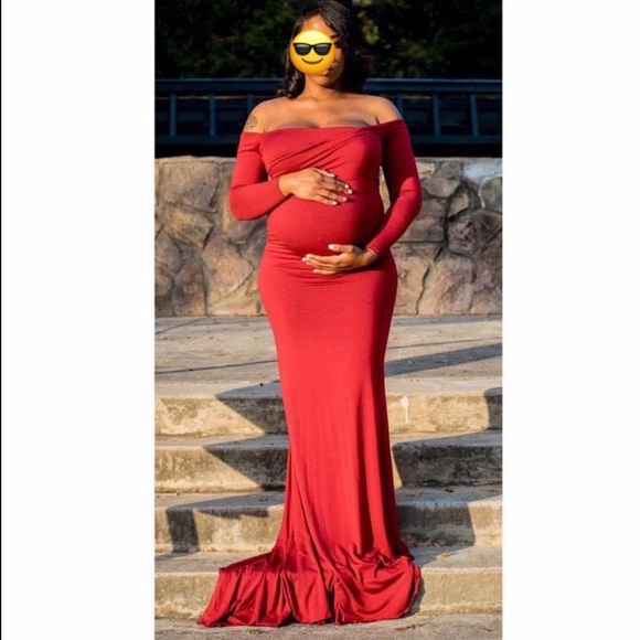 EUC Sew Trendy Fashion & Accessories Maternity & Photoshoot Red Burgundy Gown - Picture 3 of 14